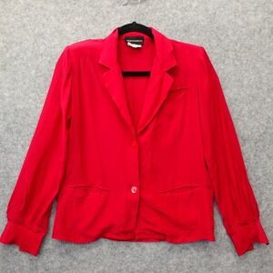 Vintage 80s Silk Blazer Womens XS 2 Pink Jacket Unlined Shoulder Padded Light